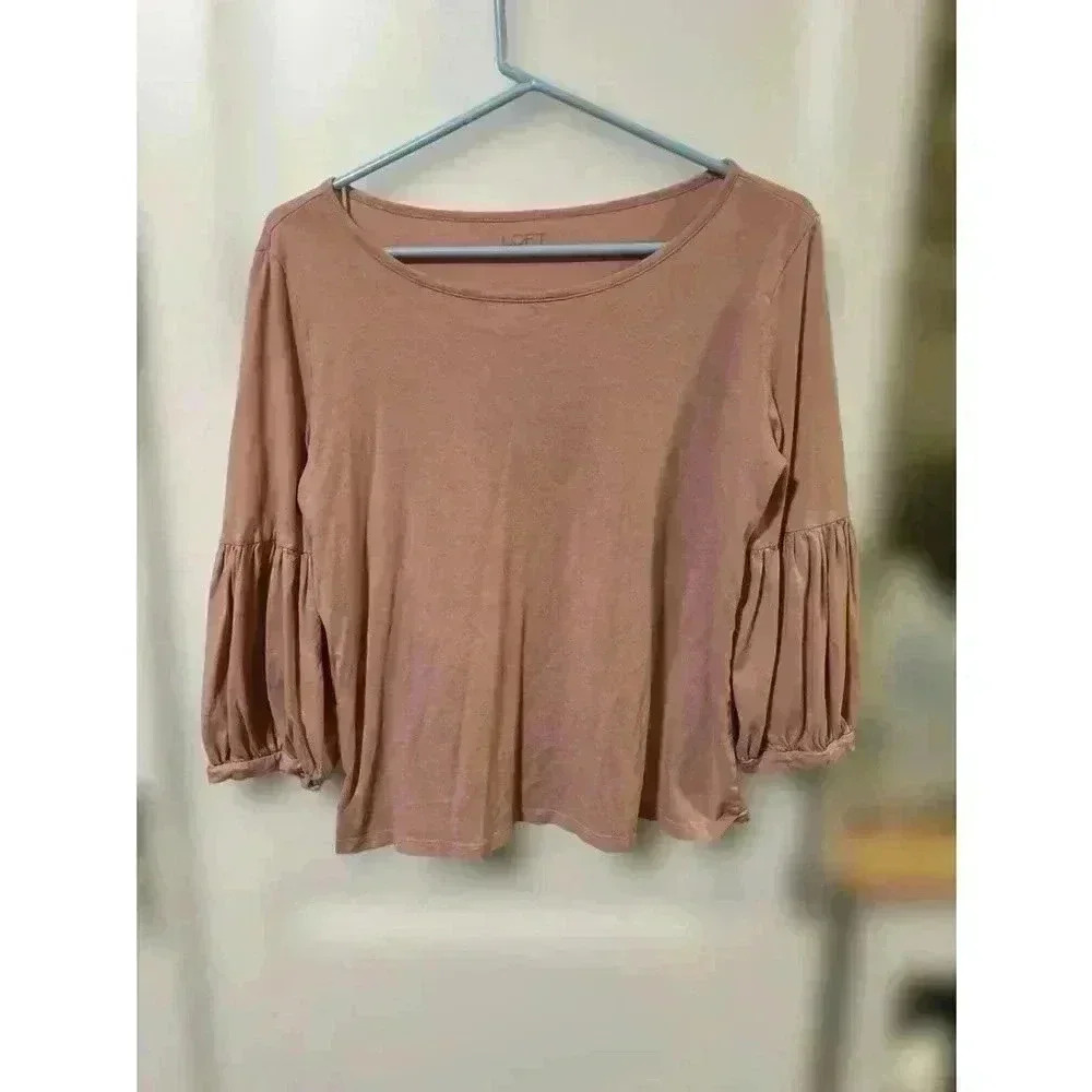 Ann Taylor Loft‎ Dusty Pink Boho Blouse, Size Small
